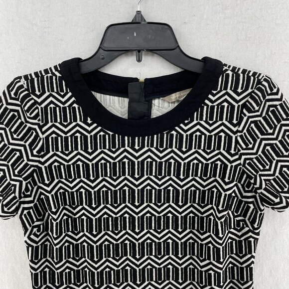 Banana Republic Sheath Dress Women's Sz 2 Black Geometric Round Neck Back Zip - Picture 6 of 10